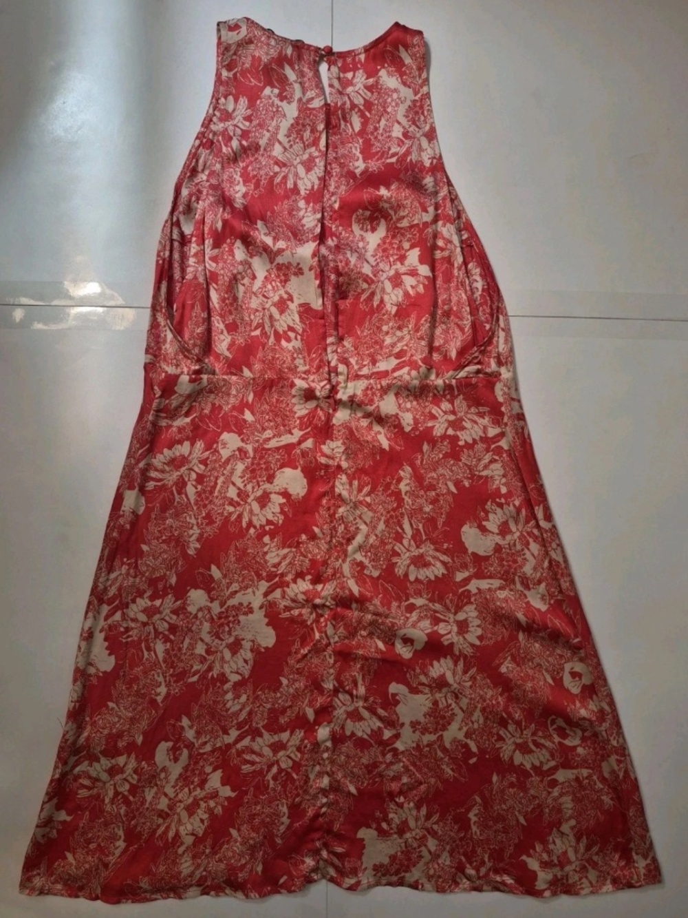 Knot Sisters Viscose DRESS red ivory NWT S halter mini soft Aline - Picture 6 of 12